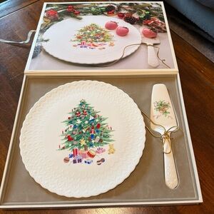 Mikasa Christmas Spirit Bone China Cake Plate & Server Set